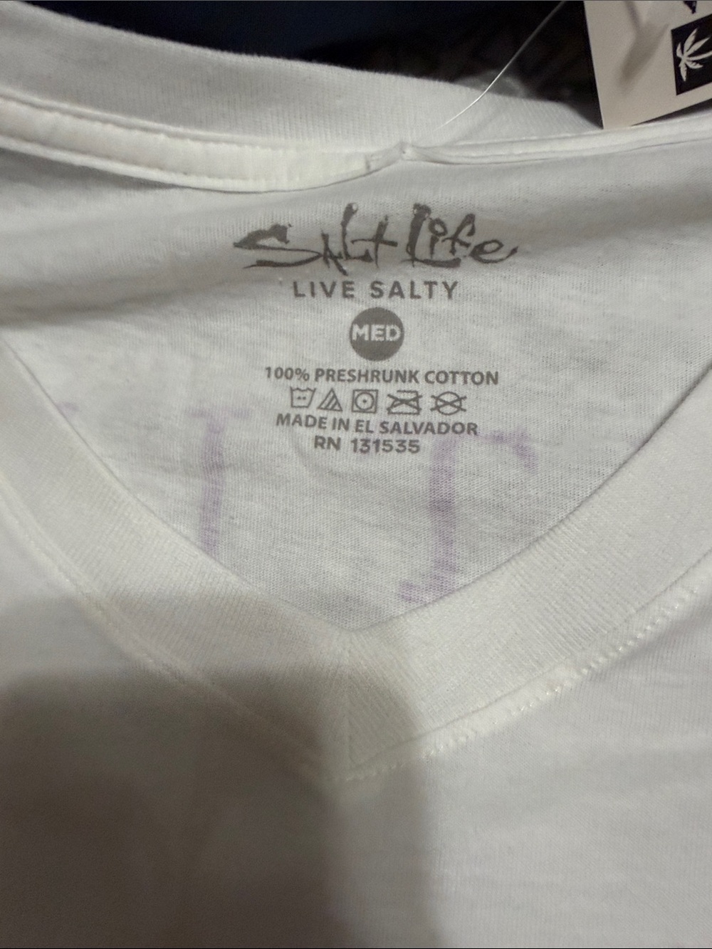 Salt Life women’s White Long-Sleeve Tee with Pastel Coral & Fish Graphic - Picture 3 of 3